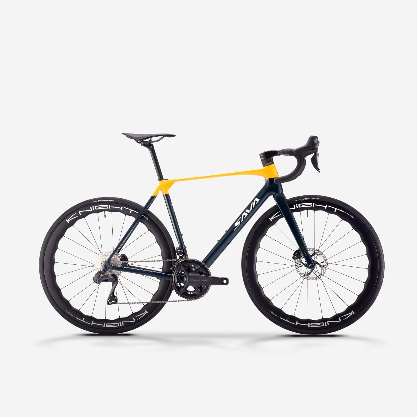 SAVA R8 T1000 Carbon Road Bike – Ultralight 24-Speed Electronic Racing Bicycle yellowish-black
